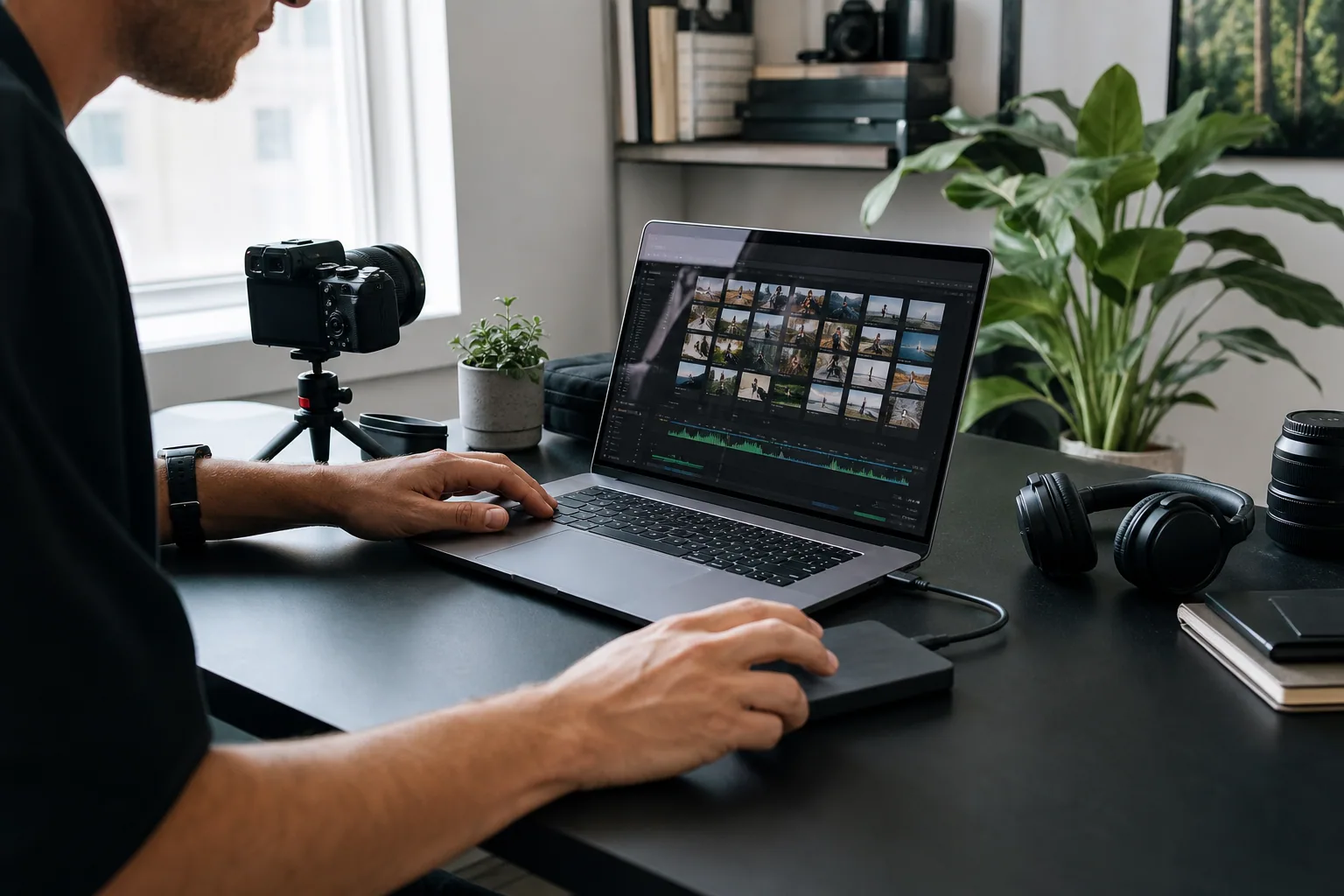 YouTube Creator organizing video and audio assets for download